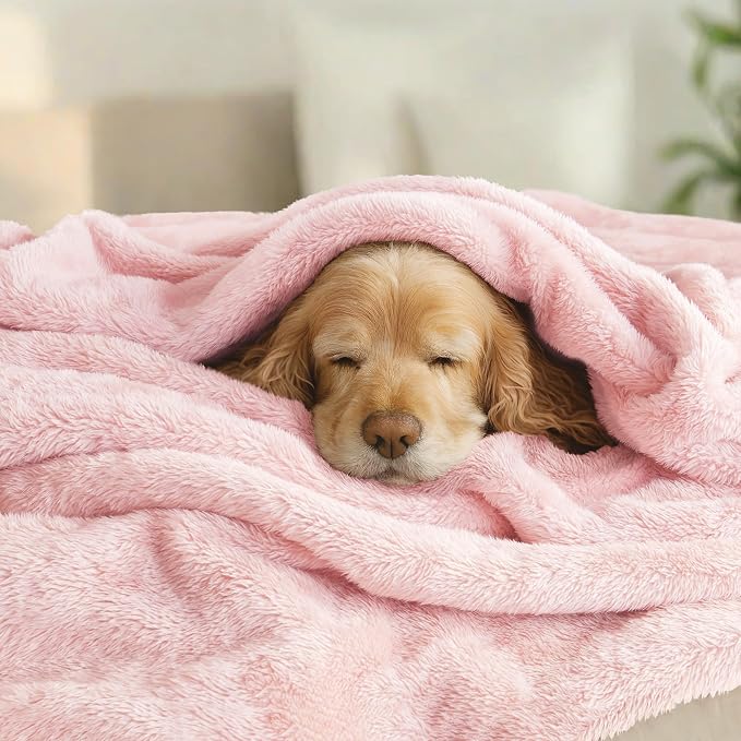 Exclusivo Mezcla Fuzzy Plush Fleece Bed Blanket Queen Size, Light Pink | 90x90 Inches, Super Soft and Cozy Bed Blanket, Fluffy Decorative Bedding for Livingroom, Bedroom, All Season