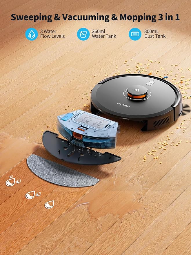 Robot Vacuum and Mop, Self-Emptying Robot Vacuum Cleaner with 8000Pa Suction, Laser Navigator with Smart Mapping Robotic Vacuums, 150Mins Runtime,Schedule,App Alexa Control for Carpet/Pet Hair,Q10 pro