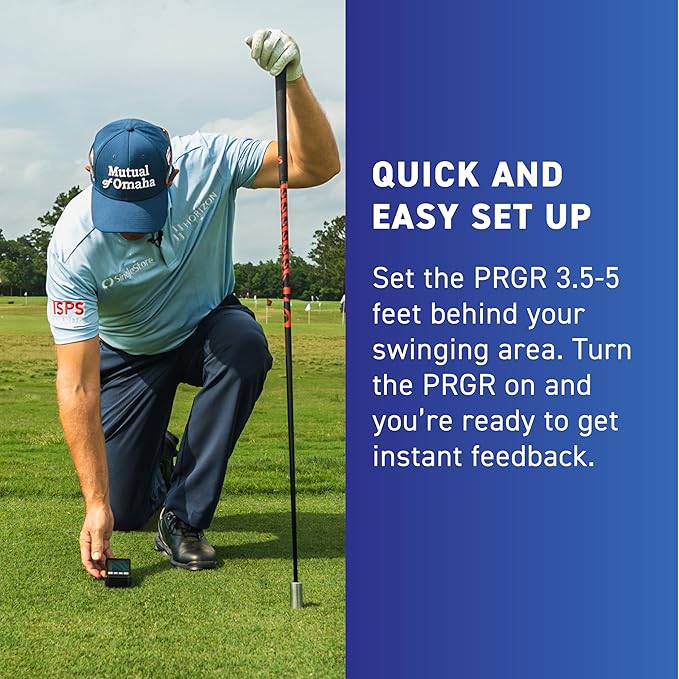 PRGR HS 130-A Portable Golf Launch Monitor | Doppler Radar Measures Club & Ball Speed, Smash Factor, Total & Carry Distance | Tracks Swing Speed Training Aids
