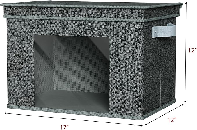 Univivi Foldable Fabric Storage Boxes Large Storage Bins with Lids [4-Pack] Collapsible Storage Cubes Organizer Containers Organization Baskets for Home, Bedroom, Closet (Black, 17”x 12” x 12”)