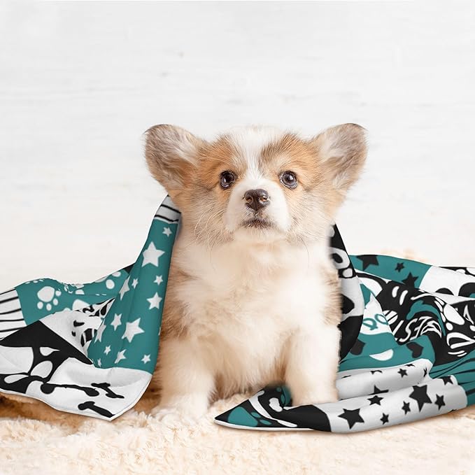 Paws Blanket for Dog Cat - Dog Puppy Blankets 23x16 Stripes Love Bones Throw Blanket for Couch