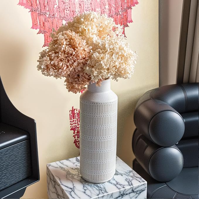 Farmhouse Large Ceramic Vase for Living Room Bedroom 15.75'' Flower Vase for Fake Plant Home Decor Office Table Shelf Fireplace Centerpieces Retro Vintage Classic Modern Rustic