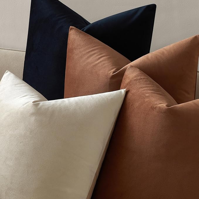 12x20 Lumbar Throw Pillow Covers Set of 2 for Couch Bed Sofa,Mocha Mousse | JUSPURBET Decorative Soft Velvet Cushion Covers with Invisible Zipper for Living Room Bedroom Home Decor