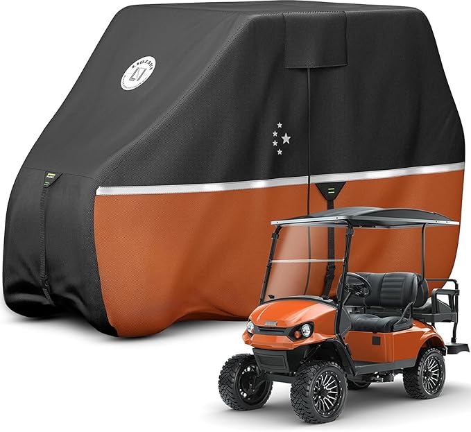 Waterproof Golf Cart Cover, Heavy Duty Marine Grade Fabric, Universal Fits for Most Brand 2/2+2/4+2 Passengers Yamaha, Honda, Club Car, EZGO Golf Cart