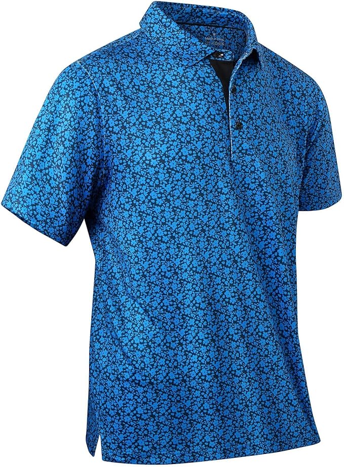 Mens Golf Shirts Quick Dry Moisture Wicking Casual Short Sleeve Performance Athletic Print Collared Stylish Men Polo Shirt