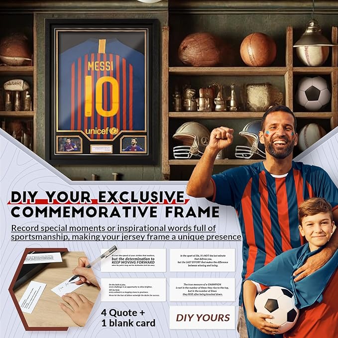 JupDec Jersey Frame Display Case, Large Clear Acrylic Shadow Box with UV Protection for Baseball Basketball Football Soccer Hockey shirts, Wall Mount Wooden Showcase, Idea Gift for Sports fans, 1 pack