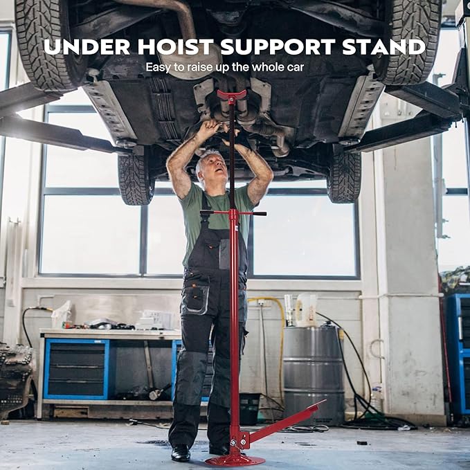 SPECSTAR Under Hoist Support Stand with Foot Pedal 3/4 Ton 1650 Lbs. Capacity Jack Stand Lifting from 52 to 76 Inch with 12 Inch Diameter Steel Base