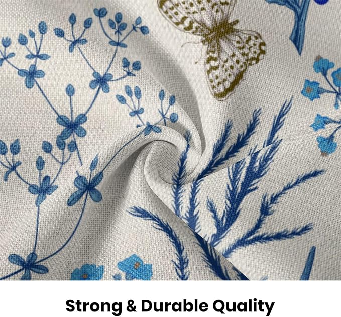AEIOAE Summer Pillow Covers 20x20 Inch Set of 2,Blue Wild Flower Plant Throw Pillows Case,Seasonal Floral Outdoor Decorative Square Linen Farmhouse Decor Cushion Covers for Home Sofa Bed Couch
