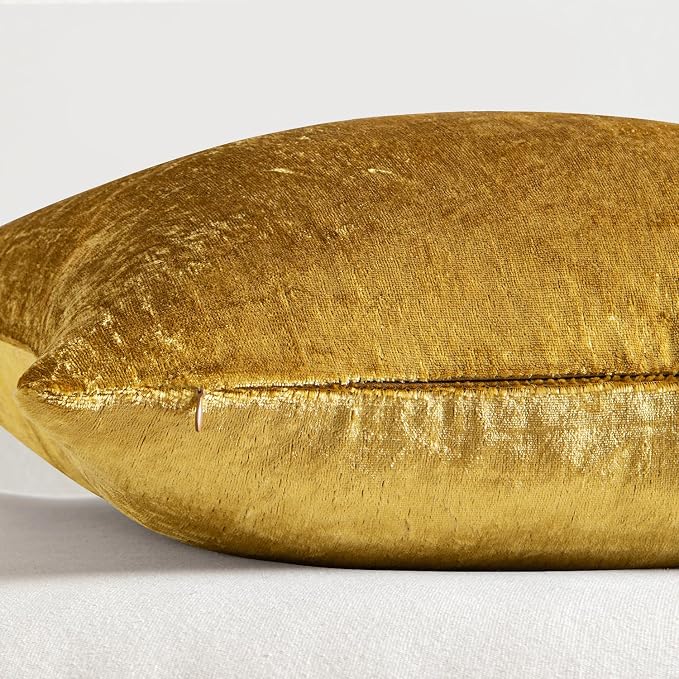 MIULEE Velvet Throw Pillow Covers 16x16 Inch Pack of 2 Golden | Soft Solid Small Decorative Pillow Covers, Modern Luxury Home Decor, for Couch Chair Sofa Bedroom Livingroom Car