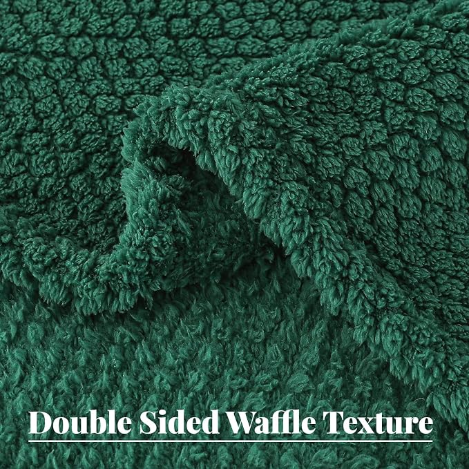 Whale Flotilla Soft Fleece King Size Bed Blanket, Emerald Green | 90x104 Inch, Suitable for Bed, Fluffy Fuzzy Jacquard Blankets for All Season, Lightweight and Cozy