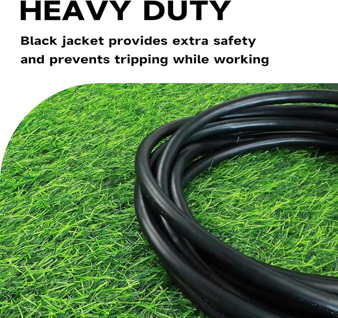Outdoor Extension Cord with Lighted End, 12 Gauge Heavy Duty 15 FT, 3 Prong Grounded 15 Amp Extension Cord, 12/3 SJTW Waterproof Power Cord for Appliance, Black