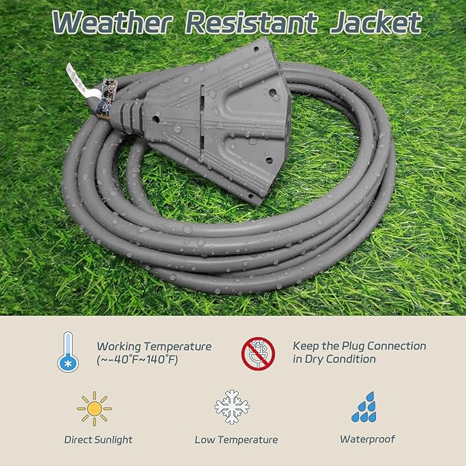 EP 2 Pack 10 Ft Outdoor Extension Cord with 3 Electrical Power Outlets - 16/3 SJTW Grey Cable with 3 Prong Grounded Plug for Safety Great for Christmas Lights, Garden and Major Appliances