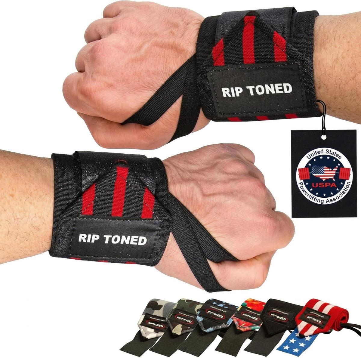 Rip Toned Wrist Wraps - Adjustable 18" Weightlifting Straps | USPA & USAPL Approved for Maximum Support