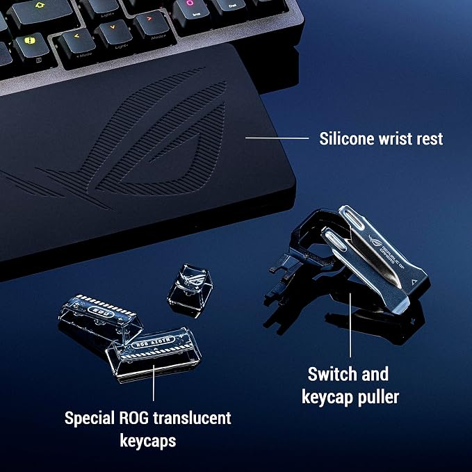 ASUS ROG Azoth 96 HE Wireless Hall Effect Gaming Keyboard – 96% Full-Size, Tri-Mode, Hot Swappable Magnetic Switch, Rapid Trigger, Speed Tap, 8K Hz Polling, Color OLED Screen, ABS Keycaps – White