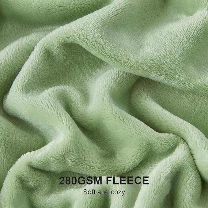 Hansleep Queen Sage Green Fleece Blanket, Soft Flannel Bed Blanket | Fuzzy Cozy Blanket 90x90 Inches, Multi-use for Bed, Sofa, Couch, Travel, Camping, All Season Warm Lightweight Cover