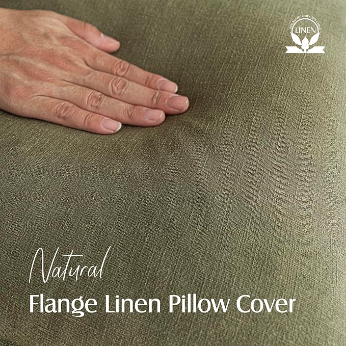 Foindtower Pack of 2, Decorative Linen Solid Throw Pillow Covers Soft Accent Cushion Case Boho Farmhouse Pillowcase for Chair Couch Sofa Bedroom Living Room Home Decor 16 x 16 Inch Olive Green