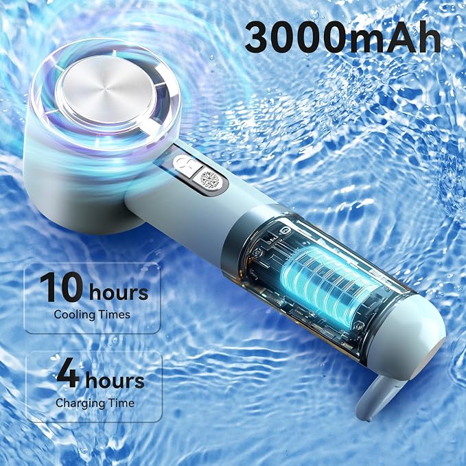 Handheld Cooling Fan, 5 Speeds Portable Air Conditioner Fans, Rechargeable Mini Fan with USB for Women Men Travel/Camping/Outdoor for Travel Outdoor/Disney/Concerts/Gifts for Women & Men (BLUE)