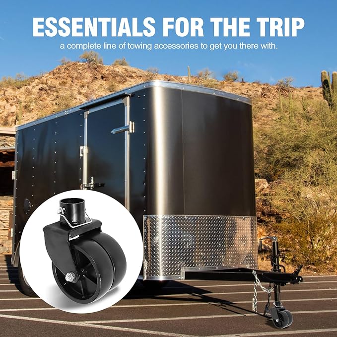 Trailer Jack Wheel with Pin - 6" Dual Wheel Jack Caster Wheel Capacity 2000lbs fits Any Jack Better Soft Ground Roll Trailer Parts (Black)