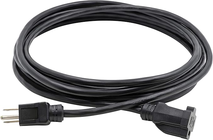 Clear Power 8 ft Indoor/Outdoor Extension Cord 16/3 SJTW, Black, Water & Weather Resistant, Flame Retardant, 3 Prong Grounded Plug, CP10122
