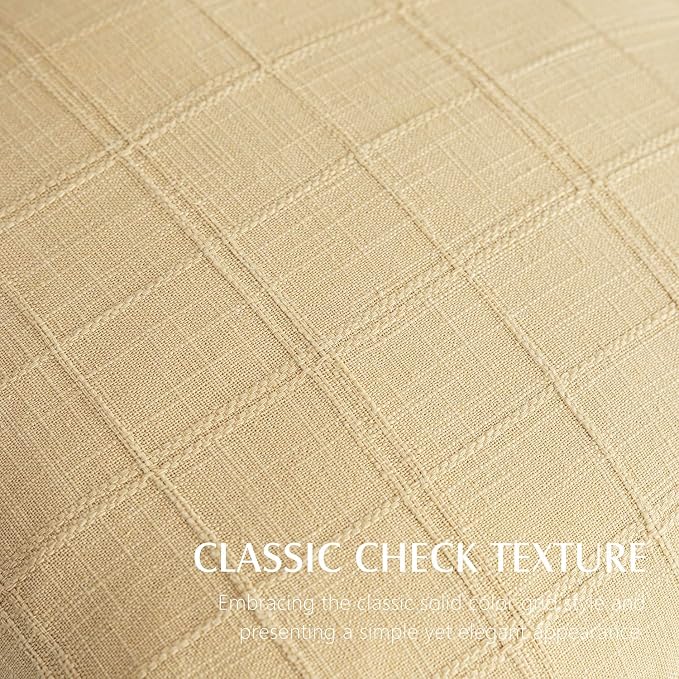 Foindtower Set of 2 Decorative Linen Check Throw Pillow Covers Neutral Farmhouse Lumbar Cushion Covers Modern Boho Accent Home Decor for Sofa Chair Couch Bedroom Living Room,12×20 Inch,Light Yellow