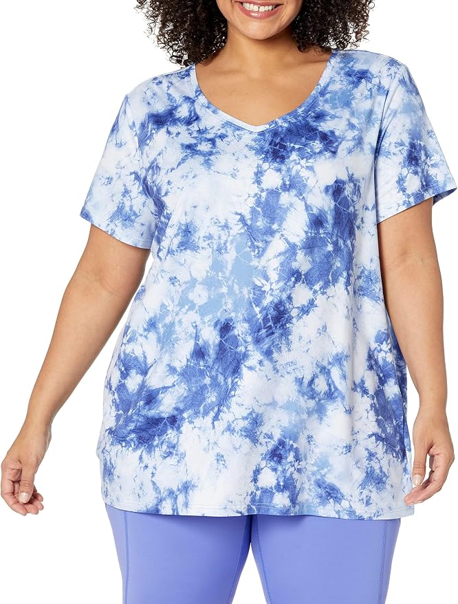 Amazon Essentials Women's Active Quick Dry Tech Stretch Short-Sleeve V-Neck T-Shirt (Available in Plus Size), Pack of 2
