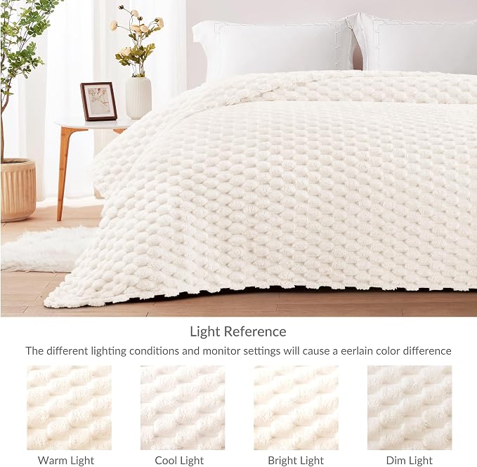 Whale Flotilla Soft 3D Jacquard Fleece Throw Blanket for Couch & Bed, Ivory | Super Cozy Lightweight Plush Fluffy Throw, Luxury Decorative All‑Season Couch Cover Blanket for Sofa & Office Chair, 50"x60"