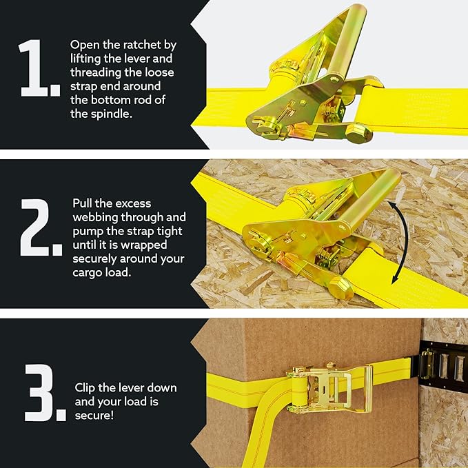 DC Cargo Tie-Down Ratchet Straps Heavy-Duty Flats Hook Trailer Strap, (Pack of 2) Heavy Duty 2" x 27' Tie-Down Ratcheting Cargo Truck Straps 2 Inch Ratchet Straps - Safely Secure Your Cargo