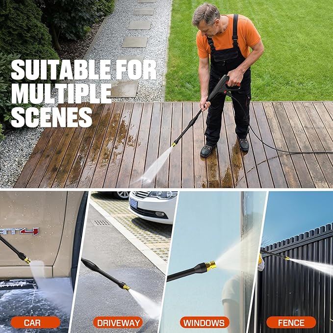 SENIX 1100 PSI Electric Pressure Washer with Foam Cannon - Compact Power Washer for Cars, Driveways, Patios & Outdoor Cleaning - Includes 15° Nozzle, Turbo Nozzle, Spray Gun, 20 ft Hose & 35 ft Cord