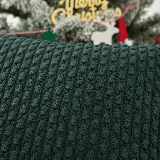 Kevin Textile Soft Corduroy 12"x20" Lumbar Pillow Cover 1 Pack, Army Green | Boho Stripe Plush Corduroy Decorative Oblong Cushion Cover Modern Farmhouse Home Decor for Sofa Couch Bed Chair