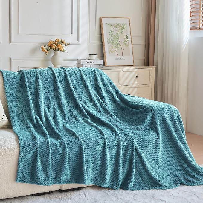 NEWCOSPLAY Fleece Leaves Pattern Throw Blanket, Dark Blue, 50"x60" | Super Soft Throw Blanket, Lightweight Cozy Bed Sofa Blanket, Premium Silky Flannel Fleece, Travel Blanket for All Season Use