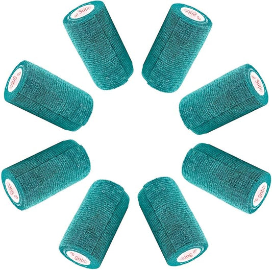 3 Inch Vet Wrap Tape Bulk (Hunter Green) (Pack of 6) Self Adhesive Adherent Adhering Flex Bandage Grip Roll for Dog Cat Pet Horse