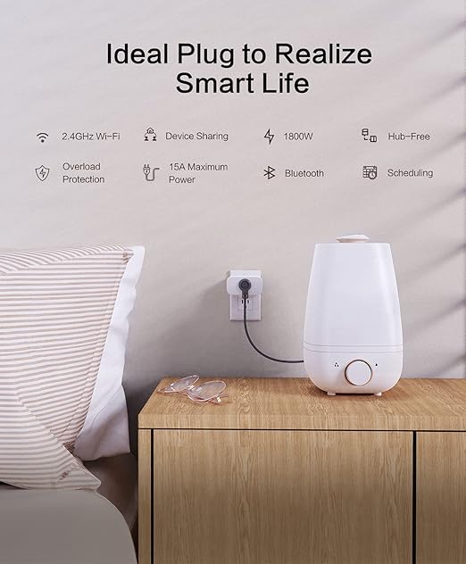 TREATLIFE 4 Pack Smart Plugs That Work with Alexa and Google Home, 7 Day Heavy Duty Programmable Timer, 1800W 15A WiFi Smart Outlet, Child Lock, Vacation Mode, Reliable WiFi Connection