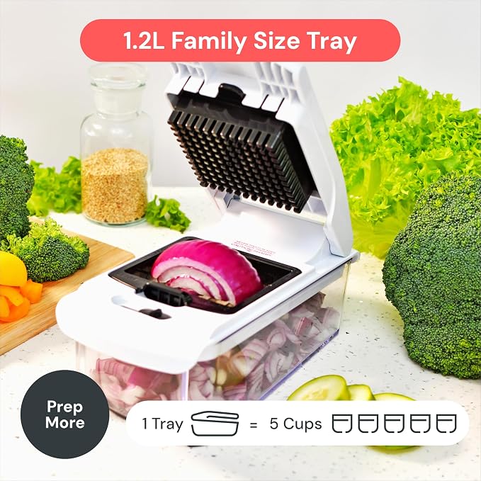 Fullstar Pro Original Vegetable Chopper & Spiralizer, Kitchen Prep Tool | 4 in 1 Veggie Slicer, Onion & Fruit Cutter with Sharp Stainless Steel Blades & Container, All-in-One Food Prep Tool (Black)