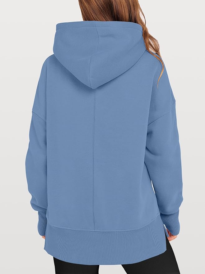 ANRABESS Womens Oversized Hoodies Long Sleeve Fleece Side Slit Hooded Sweatshirts Pullover 2026 Fall Outfits Y2K Clothes