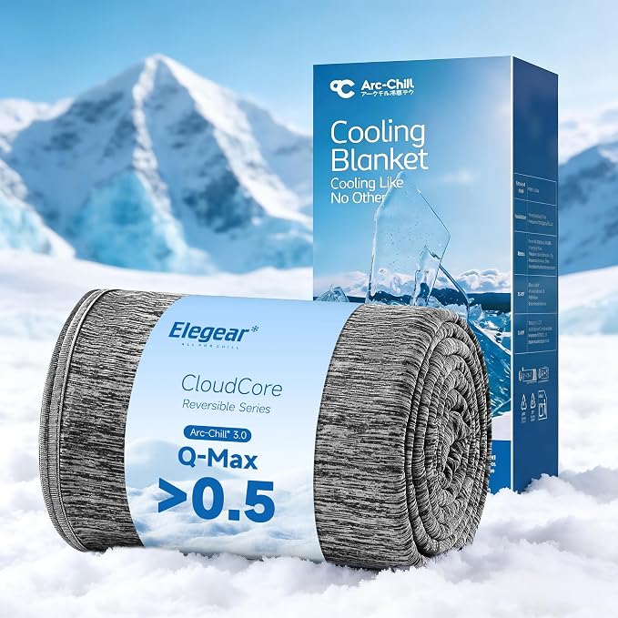 Elegear Revolutionary Arc-Chill® 3.0 Cooling Blanket for Hot Sleepers Queen | Q-Max>0.5 Cooling Fabric, Absorbs Heat to Keep Body Cool, Lightweight Summer Blankets for Night Sweats & Menopause, 90"x90"