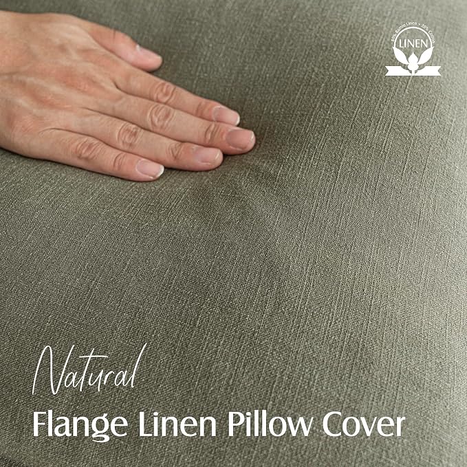 Foindtower Pack of 2, Decorative Linen Solid Throw Pillow Covers Soft Accent Cushion Case Farmhouse Neutral Pillowcase for Chair Couch Sofa Bedroom Living Room Home Decor 26x26 Inch Olive Branch Green