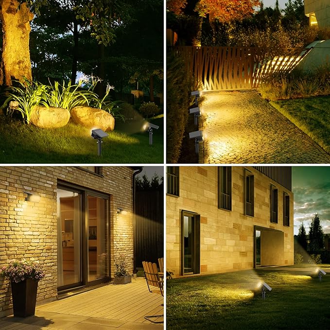 Solar Spot Lights Outdoor, [57 LED/10 Pack] Solar Lights Outdoor IP65 Waterproof, 3 Modes Solar Powered Landscape Spotlights for Garden Yard Outside Patio Pathway Pool(Warm White)