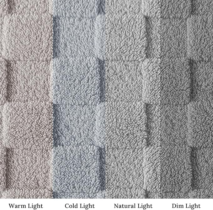 Exclusivo Mezcla 3D Checkered Fleece King Blanket for Bed, Light Grey | Super Soft and Cozy Fluffy Blanket, Lightweigh and Breathable Blanket for Living Room, Bedroom, Decor, All Season, 104"x90"
