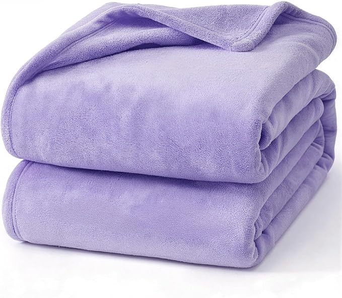 Hansleep Full Light Purple Fleece Blanket, Soft Flannel Bed Blanket | Fuzzy Cozy Blanket 84x90 Inches, Multi-use for Bed, Sofa, Couch, Travel, Camping, All Season Warm Lightweight Cover