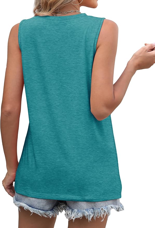 WIHOLL Women's Sleeveless Summer Crewneck Loose Fit Tank Tops
