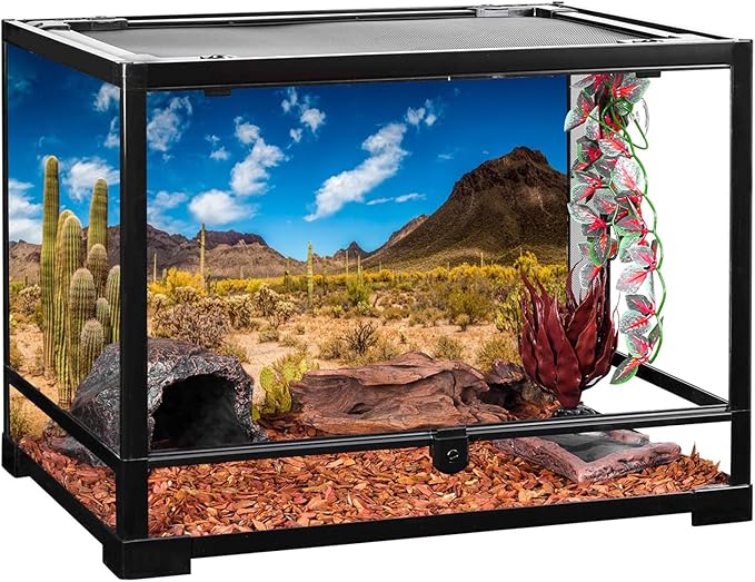 AWERT 72x16 inches Reptile Habitat Background Blue Sky Oasis Cactus Desert Terrarium Background Vinyl