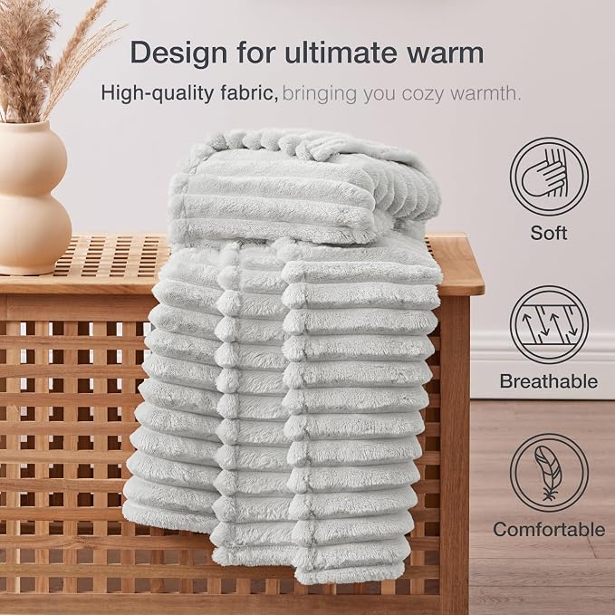 EXQ Home Gentle Soft Fleece Throw Blanket – Cozy Lightweight Blanket for Couch Bed – All-Season Warm Fuzzy Flannel Blanket for Women Mom Her – Gifts for Birthday(60"x80",Light Grey)