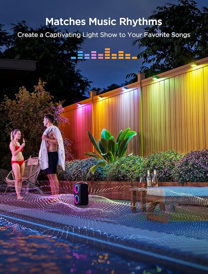 Govee RGBIC Outdoor Deck Lights, 4000K White Light, IP65 Smart Lights | 60+ scene modes, -4°F to 104°F, APP Remote or Voice Control, Work with Alexa, Matter, Google Home, for Outdoor Decor, 32.8ft