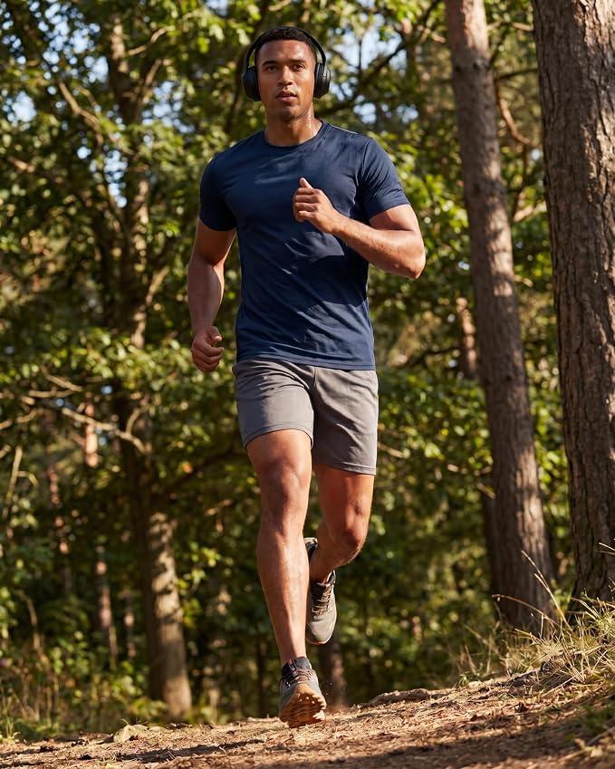 5 Pack Men's Dry Fit Short Sleeve T-Shirt Gym Workout Athletic Running Tee | Cooling, Moisture-Wicking, Crew Neck, Quick-Dry, Breathable, Active, Exercise, Fitness, Basketball, Cycling, Hiking, Tennis