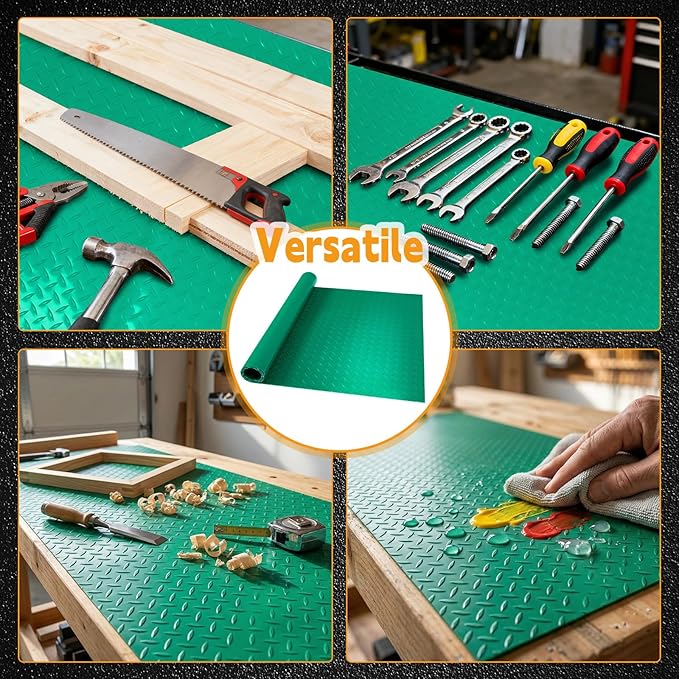 Workbench Mat, Green 23.62" x 47.24" PVC Work Bench Mat with Non-Slip Texture, 2 mm Thick Scratch & Stain Resistant Surface for Painting, Woodworking, Crafting, Projects and Tool Protection