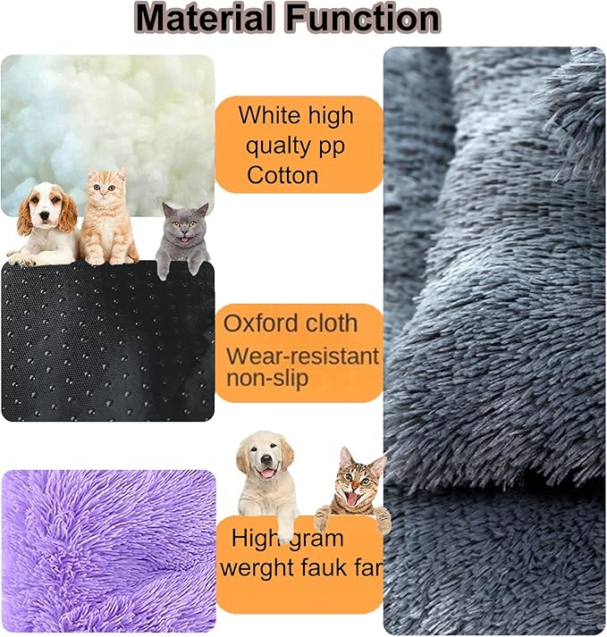 Dog Crate Mat, Dog Bed for Large Dogs, Comfy Fluffy Kennel Pad Anti-Slip for Dog beds & Furniture, Quilted Dog Bed for Pets for Medium/Small Dogs Cats (Color : Purple, Size : 36x25)