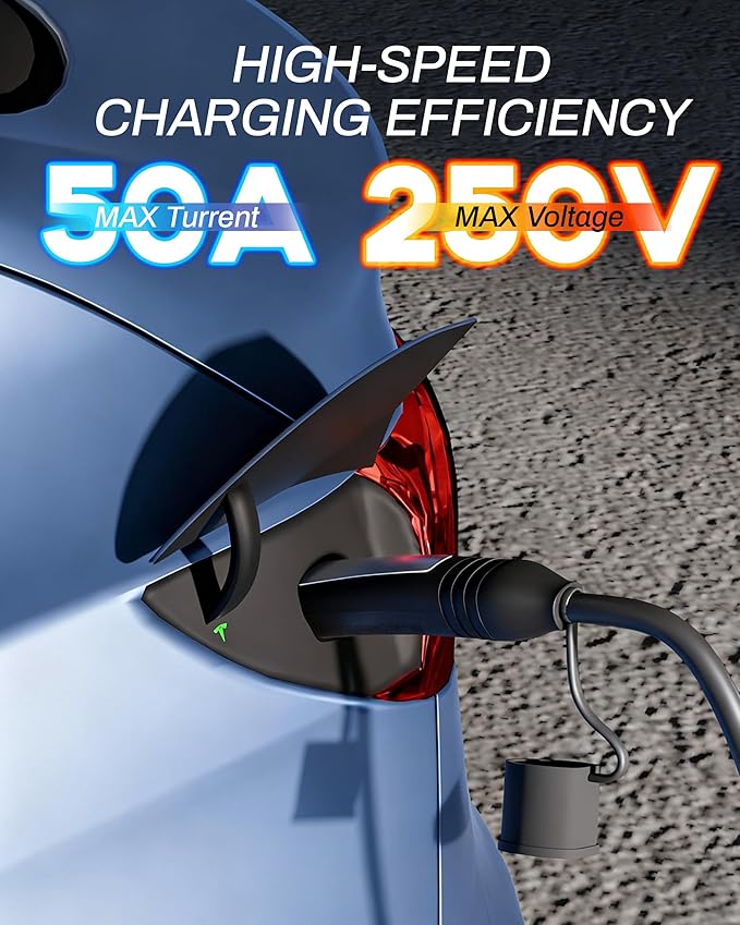 25ft Extension Cord for Tesla Charger 11kW 48A 240V Extension Cable for NACS Charger Compatible with Model 3/Y/X/S/Cybertruck, Extension Cord with NACS Plug for Level 1 & 2 Tesla Wall Connector