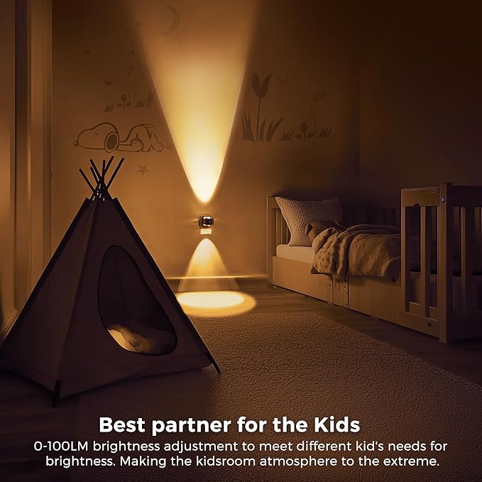 L LOHAS LED Night Light, Night Lights Plug into Wall, Projector Nightlight | Dusk to Dawn Sensor, 180°Rotating Nightlights, Soft White Ambient Lighting for Bathroom, Hallway, Gaming Room, Gifts,1 Pack