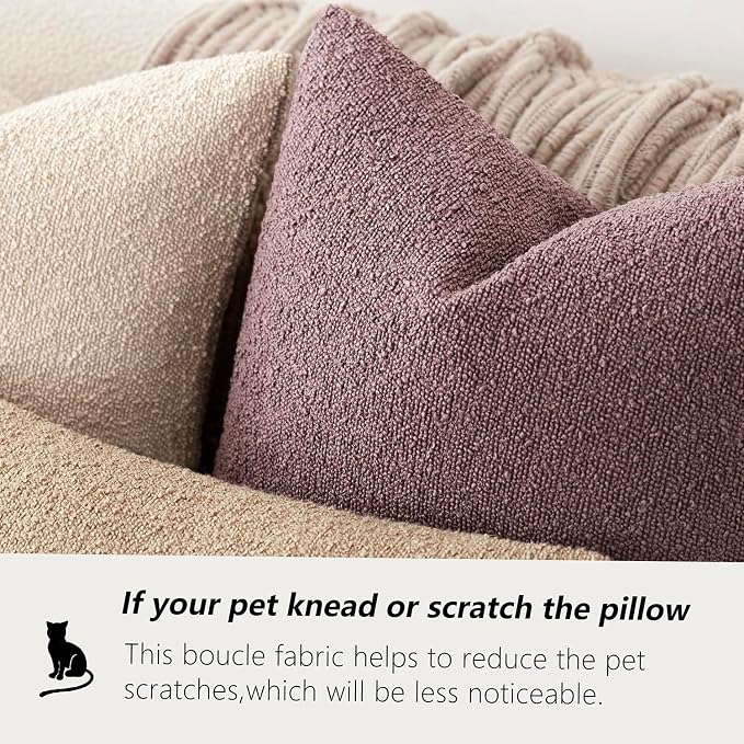 Foindtower Pack of 2 Textured Boucle Throw Pillow Covers Accent Solid Decorative Pillow Cases Cozy Woven Couch Cushion Case for Chair Sofa Bedroom Living Room Home Decor 20x20 Inch Dark Purple