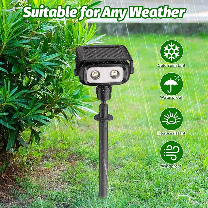 Nreonrick Solar Spot Lights 360° Adjustable Solar Lights Outdoor IP65 Waterproof with 2-in-1 Solar Powered Spotlights for Landscape Lighting for Garden (Warm)